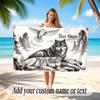 Wolf Theme Beach Towel Personalized Custom Name & Text Soft Quick Dry Beach Towel for Swimming Travel