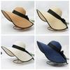 Lightweight Big Brimmed Straw Hat with Lace Ribbon Woven Sun Cap Vacation Beach Cap  Daily