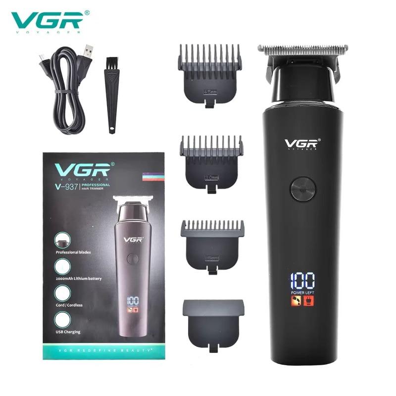 VGR Hair Trimmer 0mm Hair Clipper LED Display Hair Cutting Machine Professional Electric Rechargeable 0mm Trimmer for Men V-937