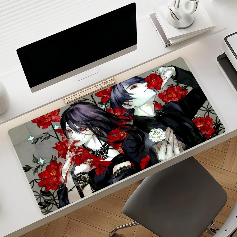 Gaming Mouse Pad with Antislip Base and Stitched Edges Red Spider Lily  Skeleton Pattern Print Desk Mat for PC Laptop Gaming