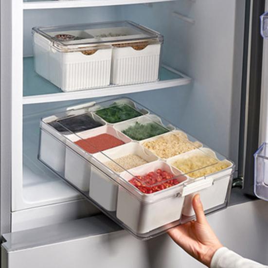 Große Snackbox mit Deckel, unterteiltes Serviertablett, transparenter Organizer für Süßigkeiten, Bausteine, Nüsse, Snacks mit 8 Fächern, tragbare Wurstwaren