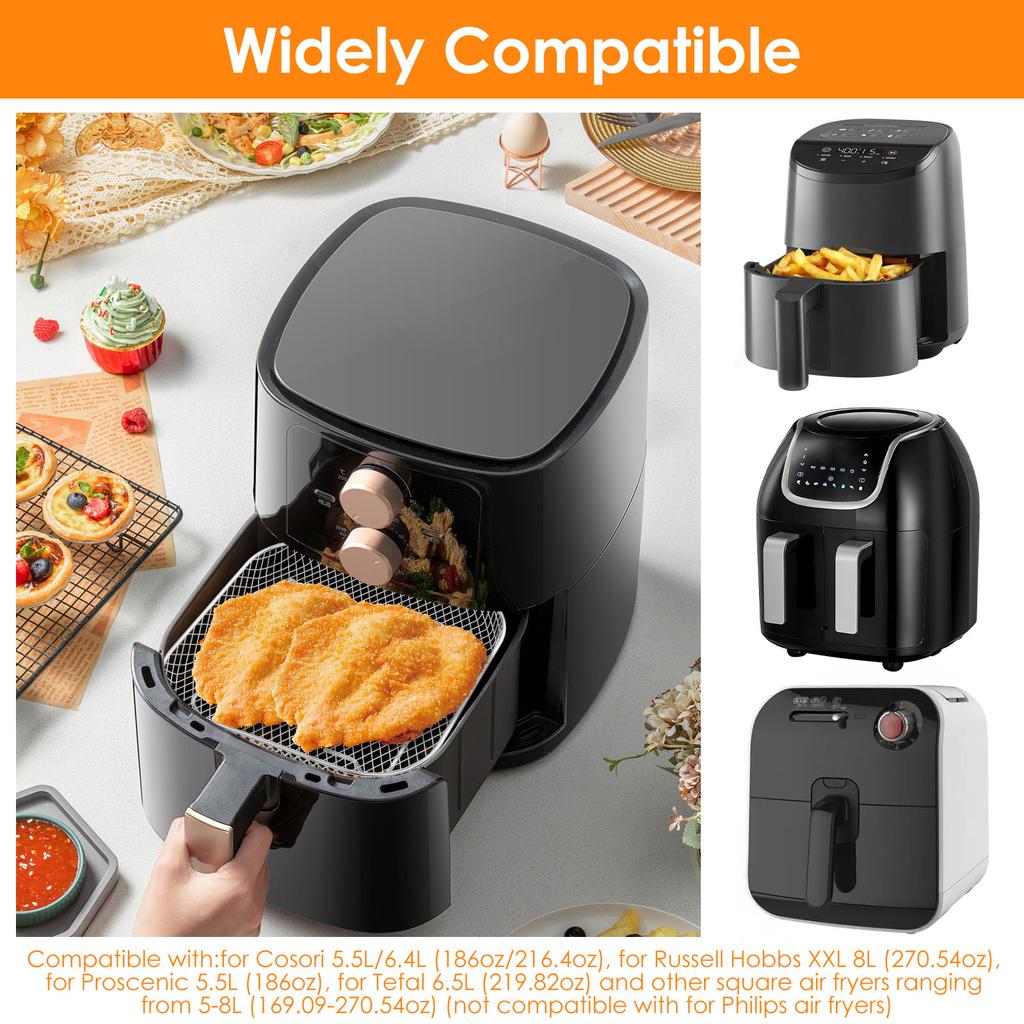 3Pcs 3-Layer Air Fryer Racks Square/Round/Rectangular Stackable Air Fryer Basket Tray Dehydrator Rack Air Fryer Oven Accessories