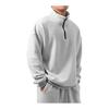 [Manatsulife] Men's Long Sleeve Tops Parka Pullover Stretch Warm Soft Plain Thick Cold Protection Boa Fleece Standing Collar Muscle Training Gym