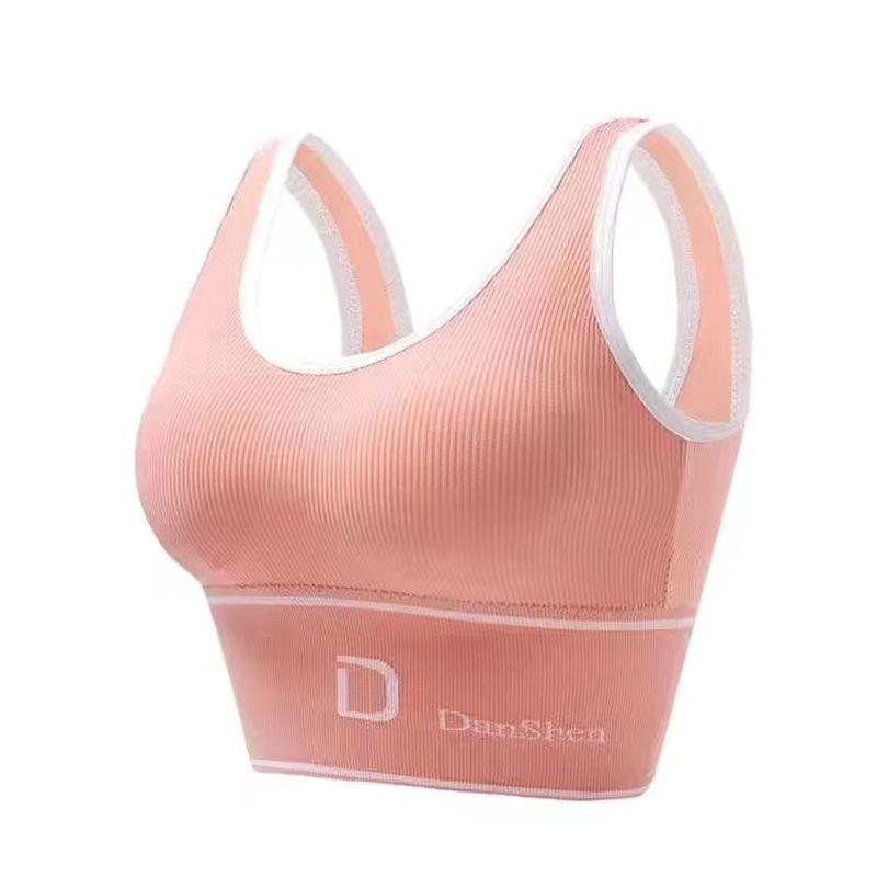 

Спортивное нижнее белье Женский бюстгальтер высокой поддержки с эффектом пуш-ап и защитой от провисания для ношения поверх одежды для бега, фитнеса, йоги, с красивой спинкой, термоформованный Pink one-piece Large size