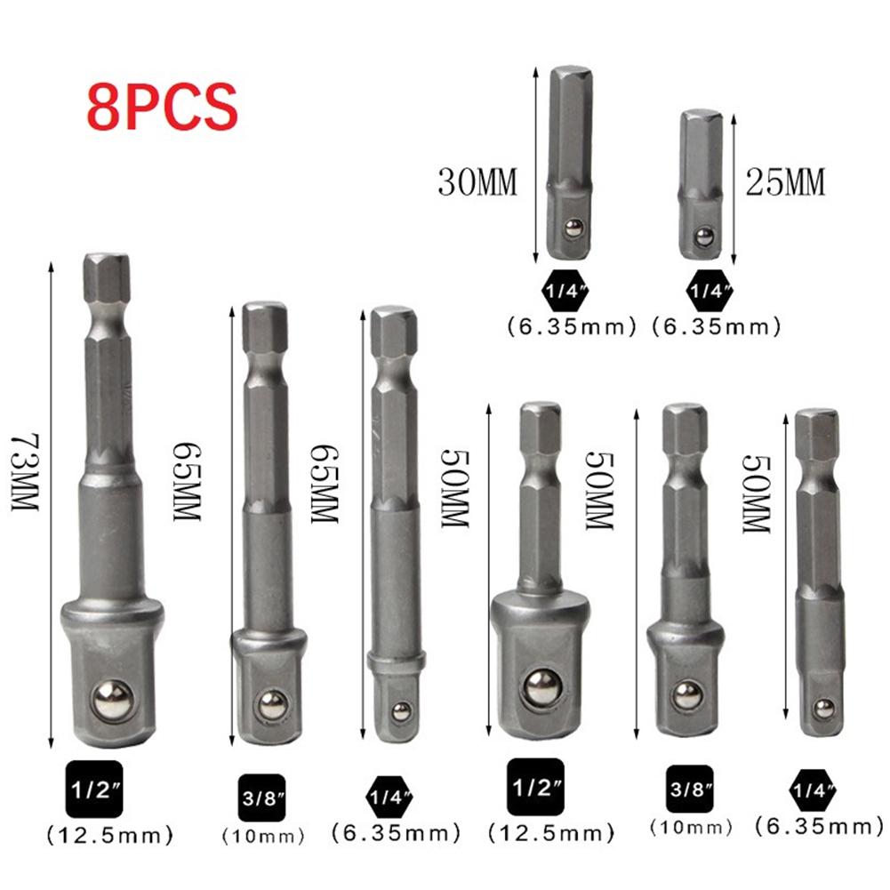 Socket Adapter Bit Adapter 1/4in 2/3/8pcs Chrome Vanadium Steel