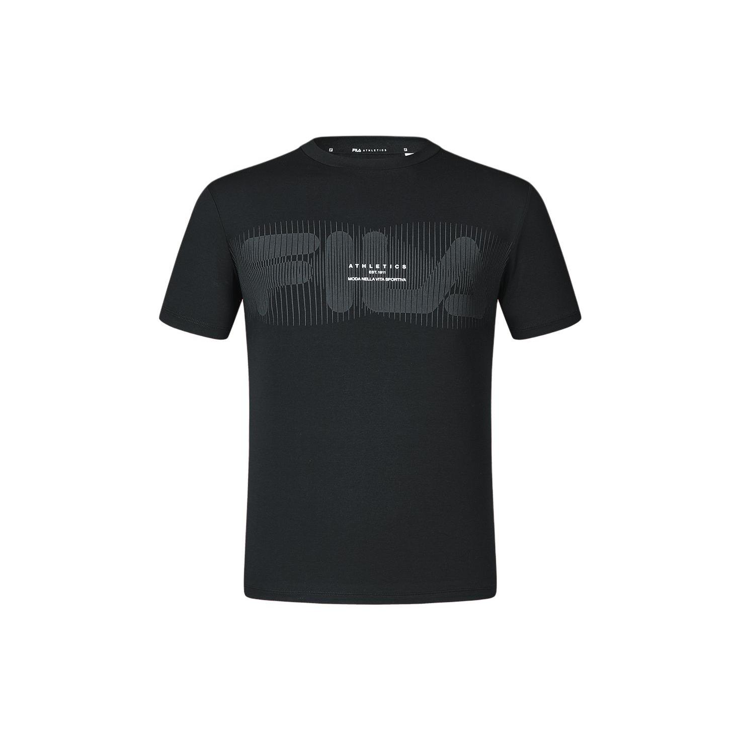 FILA T Shirts Men s Pitch Black Crew Neck Moderate Straight Fit A11M411102F-BK M