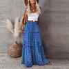 Bohemian Print Women's Long Skirt High Waist Elastic Waist Loose Casual Fashion Tie
