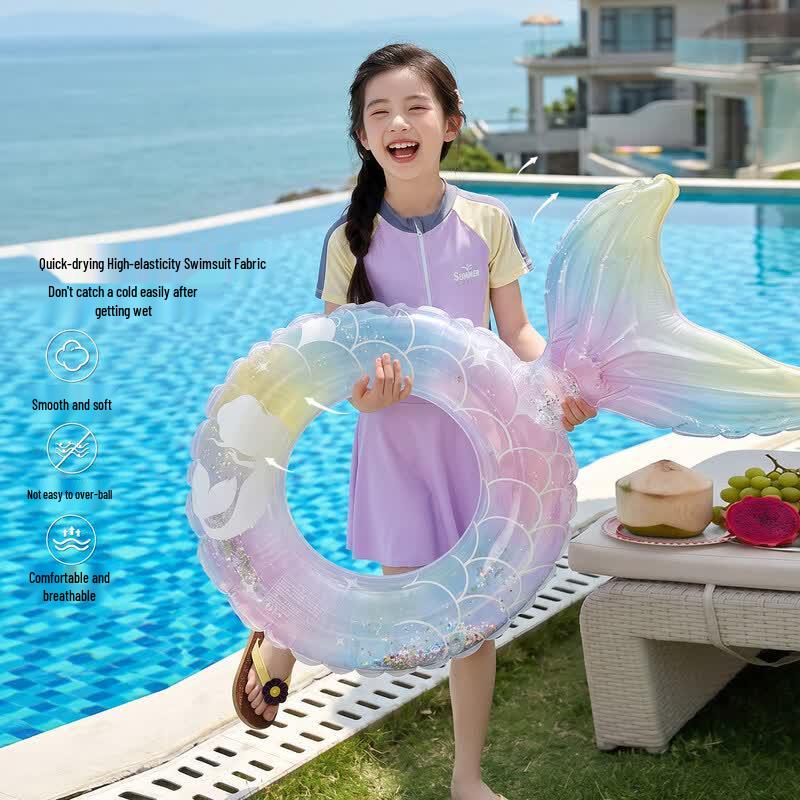 LUSON Girls  One-Piece Quick-Dry Swim Dress XXL 130-140cm