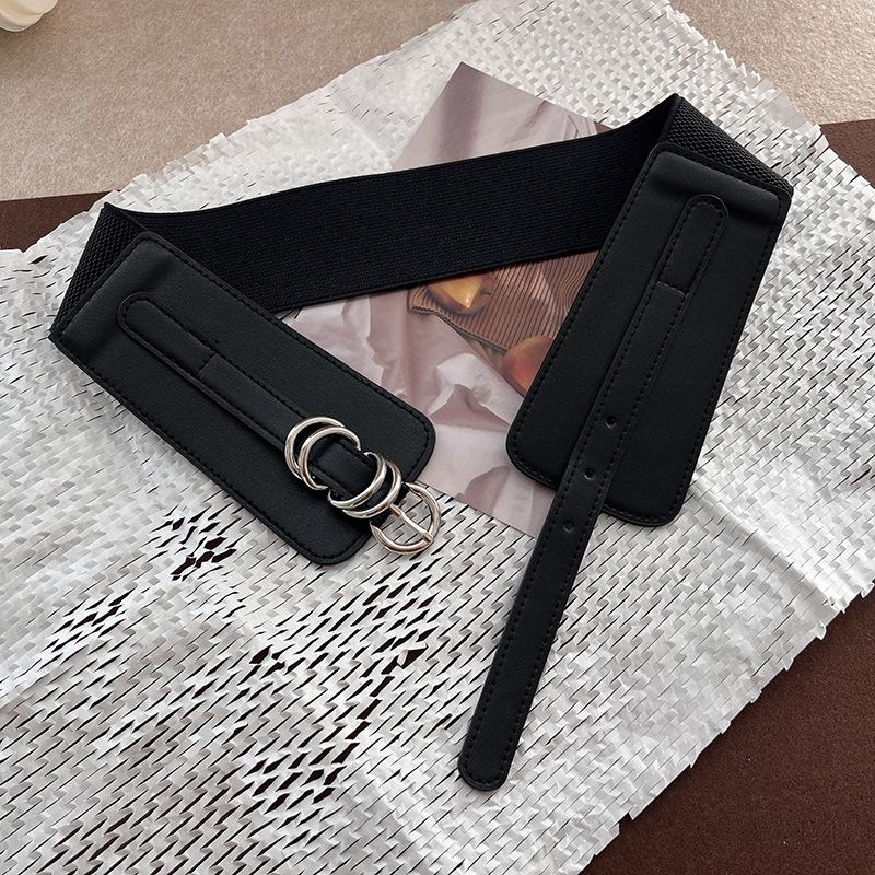 

Элегантный широкий черный эластичный пояс для женщин Идеально подходит для стильного наряда Офис чёрный