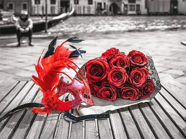 Diamantová mozaika Černá Červená Plná vrtačka Čtverec Diamantové vyšívání Pouliční vyšívání Mozaika Krajina 5D DIY umělecká nástěnná dekorace