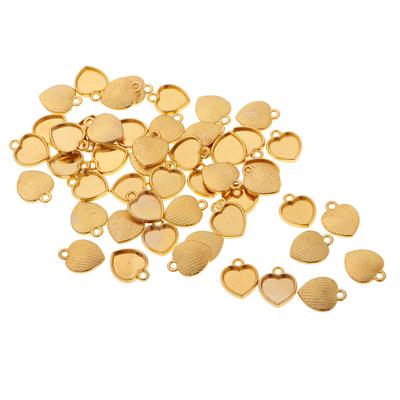 50pcs 15x12mm Heart Pendant Blank Cabochon Base Setting Trays DIY Jewelry