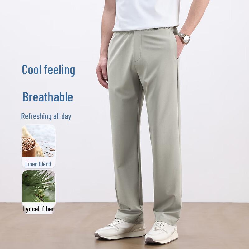 

Fengxun Men s Loose Straight Fit Linen Blend Trousers XL
