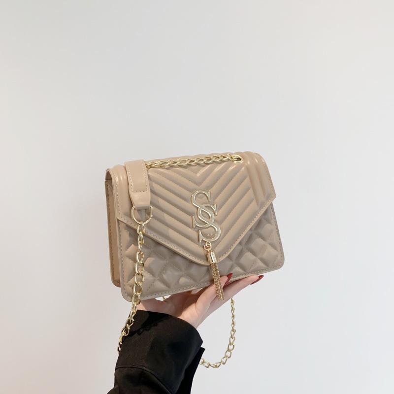 Korean Style Chain Bag for Women In Spring and Summer New Fashionable One-shoulder Crossbody Small Square Bag Texture Embroidered Thread Women's Bag