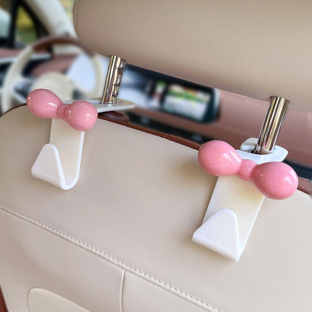 4Pcs Bowknot Car Seat Back Hook Dopamine Seat Back Hanger Sundries Back Storage Hook  Seat Headrest