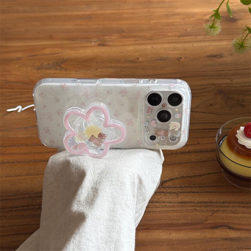 

Spring Floral Bow Bear Girly Heart Phone Case for iPhone 17, 16 Pro Max, 15, 14 Apple 15 Pro
