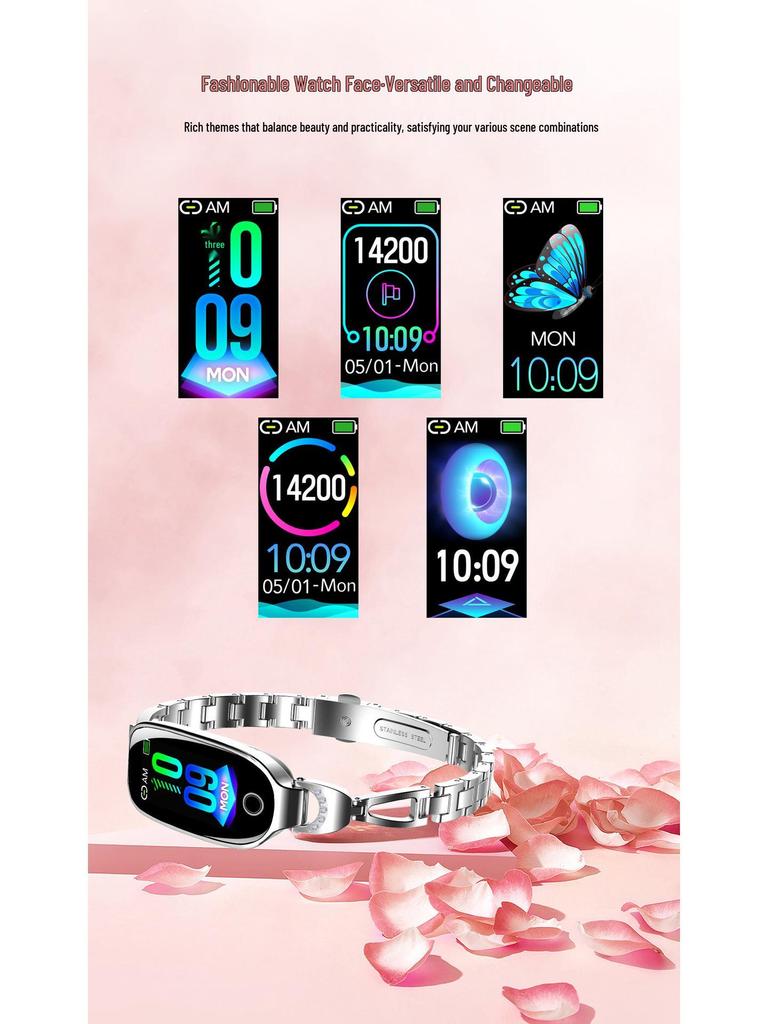 F81 Women's Smartwatch: Glucose, Blood Pressure, Heart Rate, Temperature Monitor with Pedometer & Call Alerts