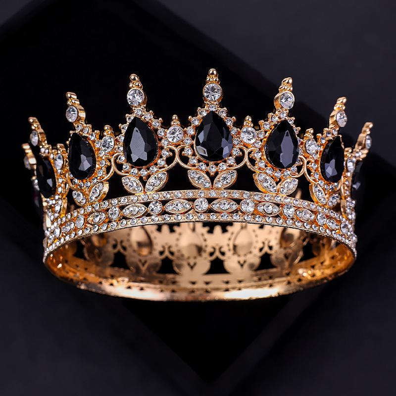 The Bride's Luxurious and Dazzling Tiara A Full Round Design  Princess Style Wedding Dress  Headwear  Flower Cake Decoration and Ornaments