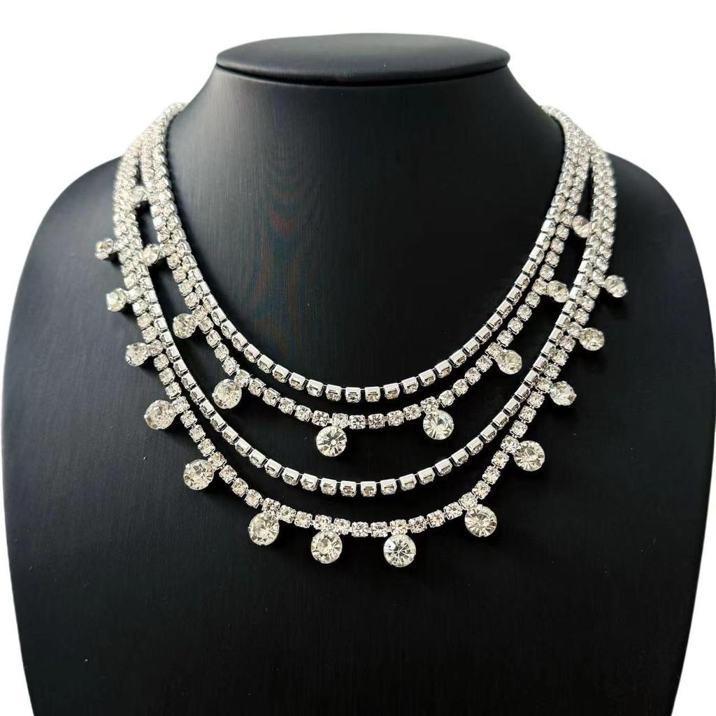 European & American Fashion Multi-Layer Rhinestone Choker Necklace