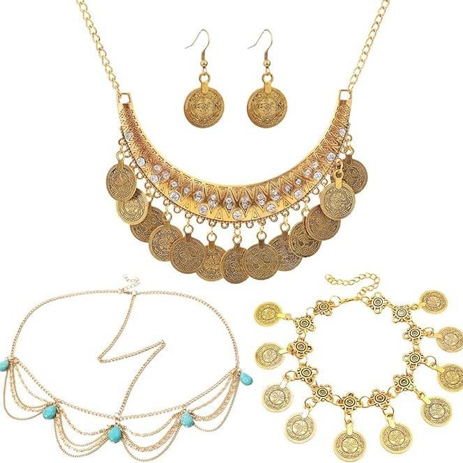 Retro Gold Coin Necklace Coin Collarbone Chain Ethnic Style Travel Jewelry Jewelry Film And Television Accessories