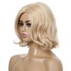 Kurze blonde Damen-Synthetik-Perücke, natürliche lockige Perücke mit Seitenteil-Knall, für Frauen, täglichen Gebrauch, Cosplay, hitzebeständige Faser