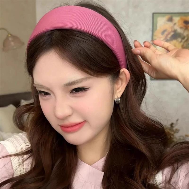 Vertical Thread Sponge Wide Headband Spring Summer High Cranial Top Slim Face Sweet Versatile Women Hair Hoop