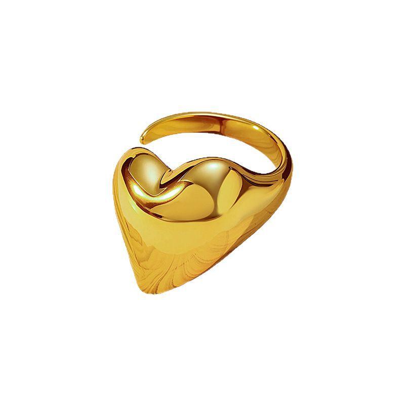 European and American fashion influencer bestseller: glossy open titanium steel ring, stainless steel plated with 18K gold, niche ring for women