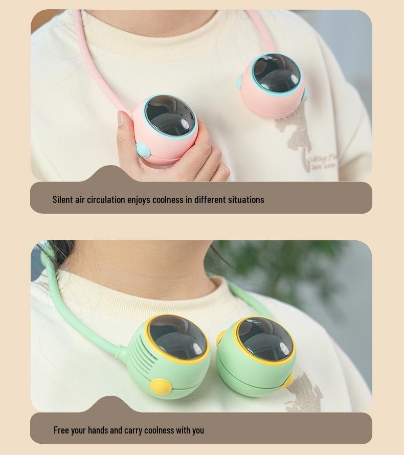 2024 Portable Neck-Hanging Bladeless Foldable USB Fan: Lazy, Large-Capacity Outdoor Cooling