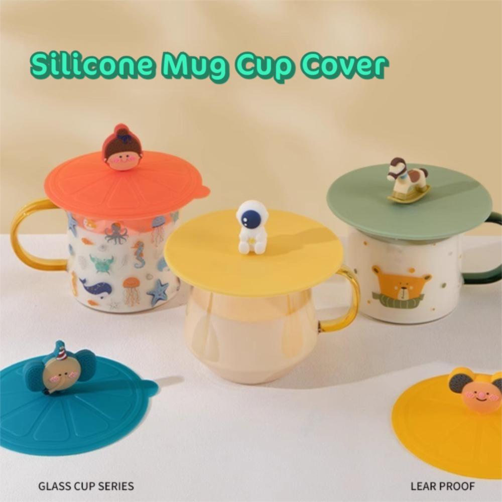 Heat-Resistant Sealed Lids Leak Proof Suction Cup Cover Cute Dustproof Cup Cover  Tea