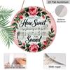2D Flat, 1pc Vintage Circular Metal Sign, 8x8 In, Pink Floral Wreath & "How Sweet The Sound" Inspirational Quote - Aluminium Wall Decor for Home