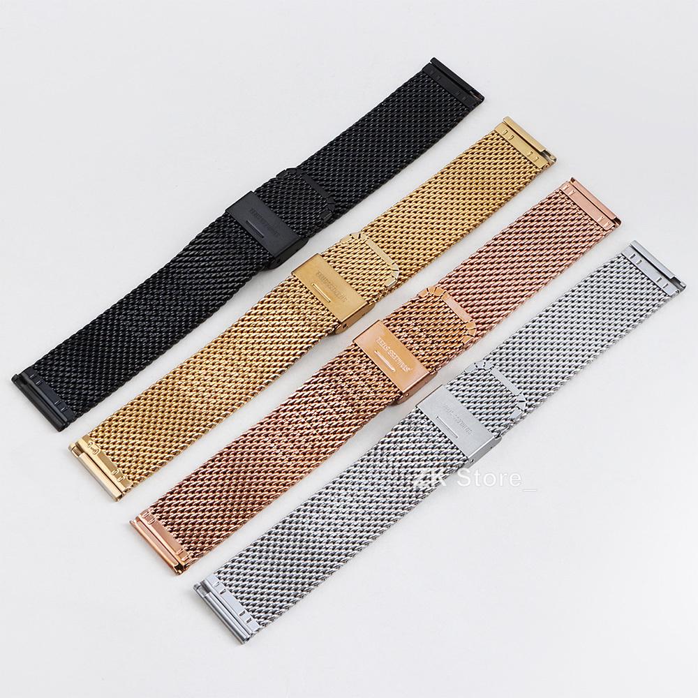 Mesh Edelstahl Uhrenarmband 18mm 20mm 22mm 24mm Uhrenarmband Metall Schnellverschlussband Universalschlaufe Armband Gürtel