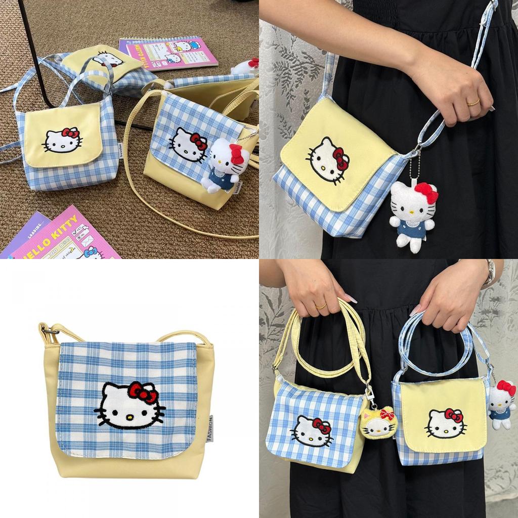 Cute Kitty Cat Small Shoulder Bag With Colorblock Nylon For Daily Use