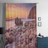 Felsiger Strand von Porth Nanven in Cornwall England bei Sonnenuntergang Chiffon Transparente Vorhänge Wohnzimmer Schlafzimmer Fenster Voiles Tüllvorhang