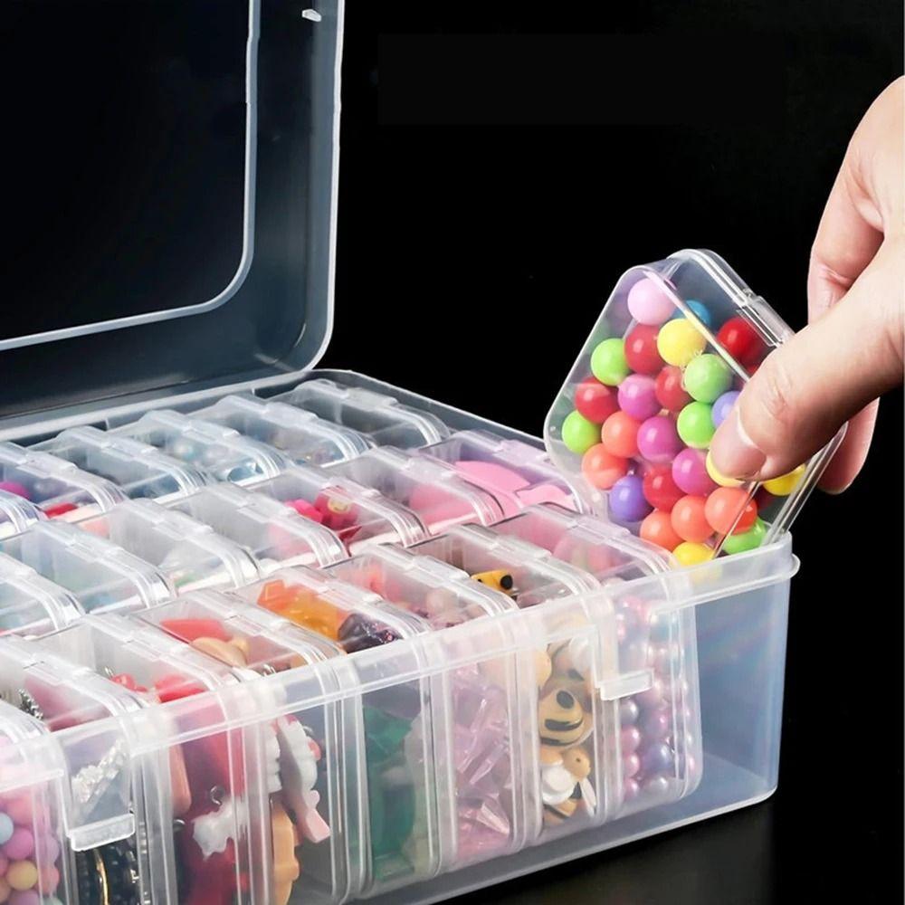 Plastic Jewelry Storage Case Multiple Grid Necklace Storage Container  Painting Accessories