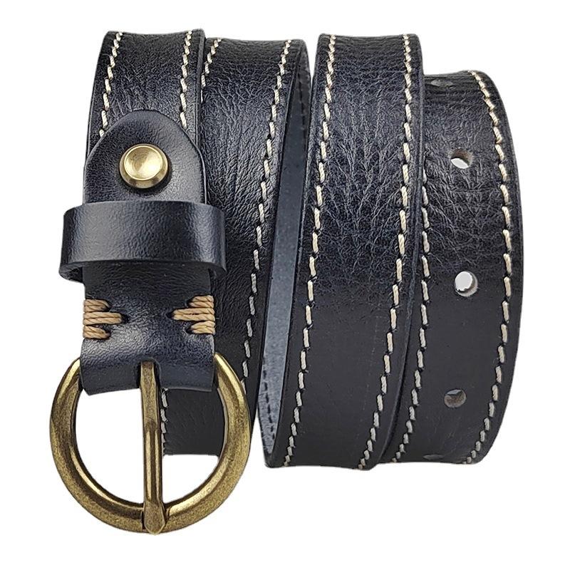 Soft Leather Belt Women'S Jeans Belt Copper Buckle Pure First Layer Cowhide Belt Women'S Retro Simple Decoration
