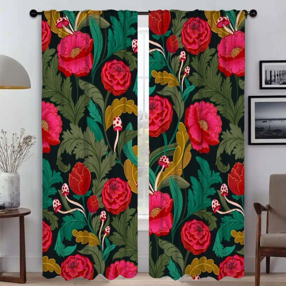 Vintage Printing Blackout Curtain for Room 2 Panel Anti-mosquito Curtains Shades Tulle for Bedroom Home Interior Curtains Living