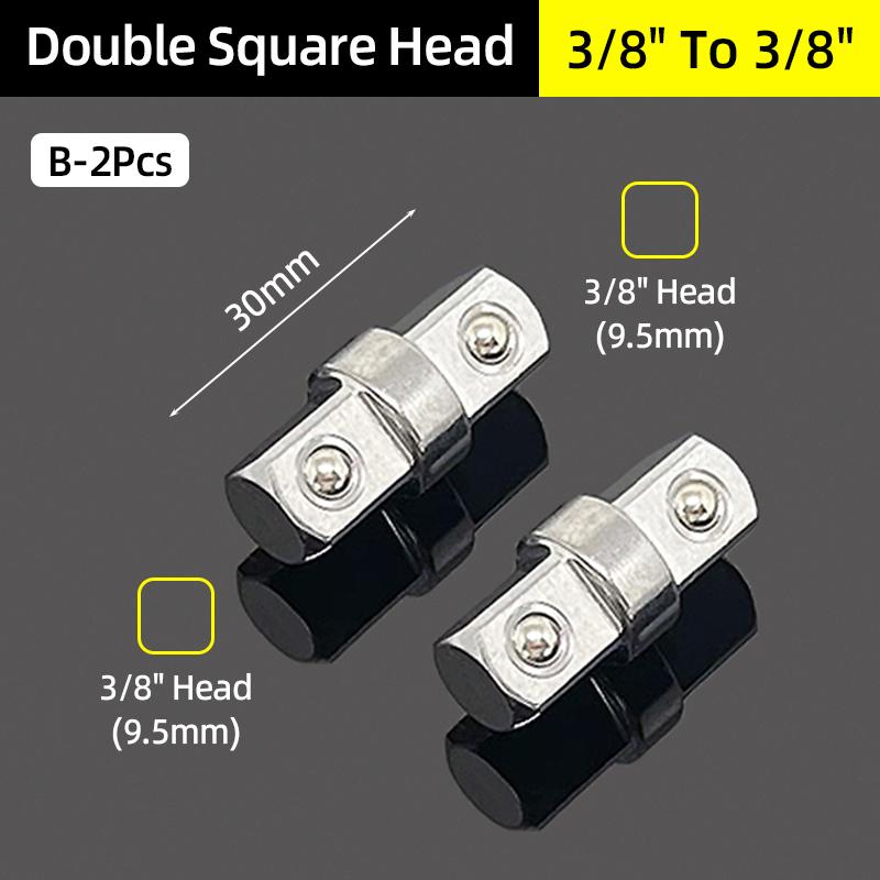 Double Square Head Socket Adapter Converter Reducer Set 1/4 3/8 1/2 Impact Drive Ratchet Wrench Socket Adaptor Repair Hand Tool