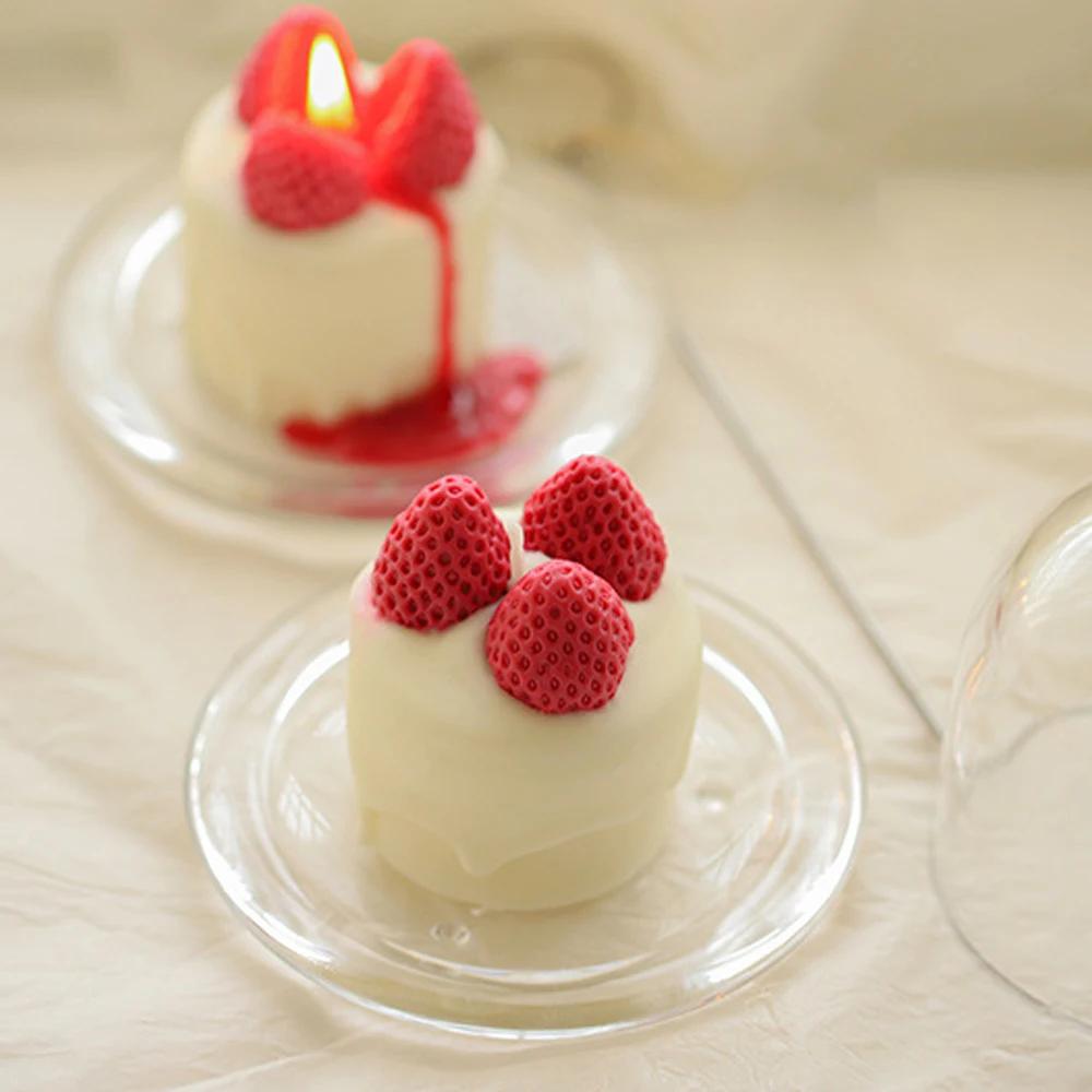 3D Erdbeerkerze Silikonform Handgemachte Aromatherapie Kerzenwachsform Fondant Schokoladenharz Formen Heim Handwerk Dekor