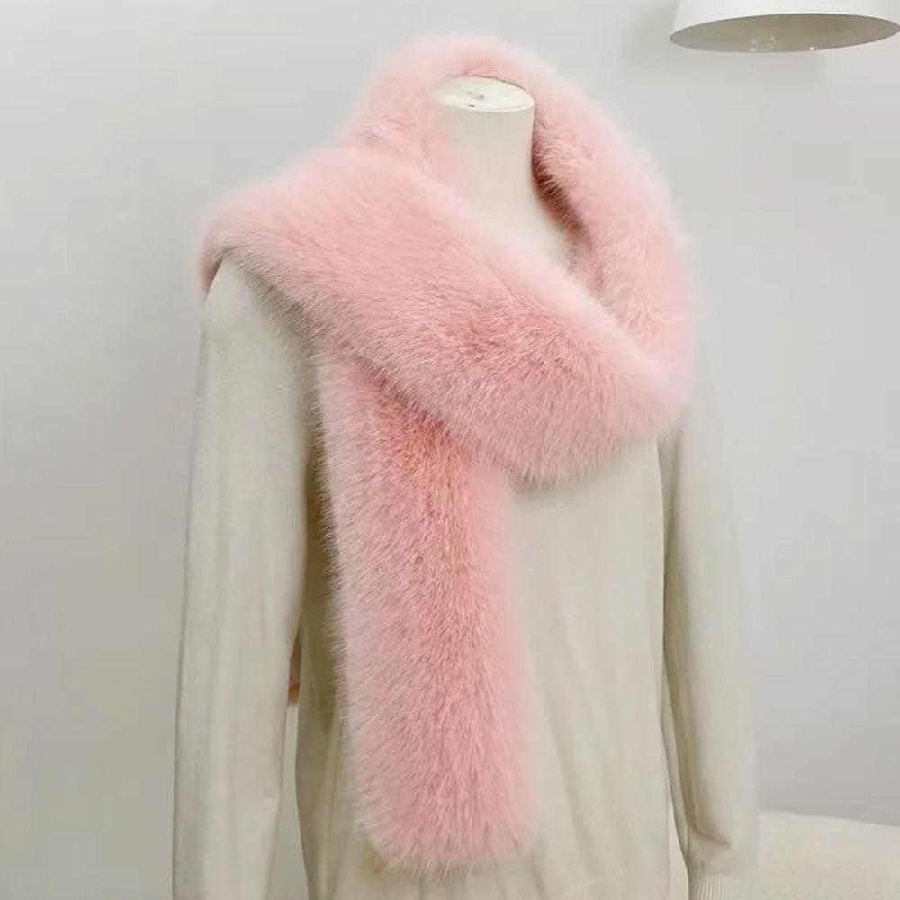 Thickened Faux Fur Wrap Soft Long Scarf Vintage Imitation Mink Fur Scarfs  Winter