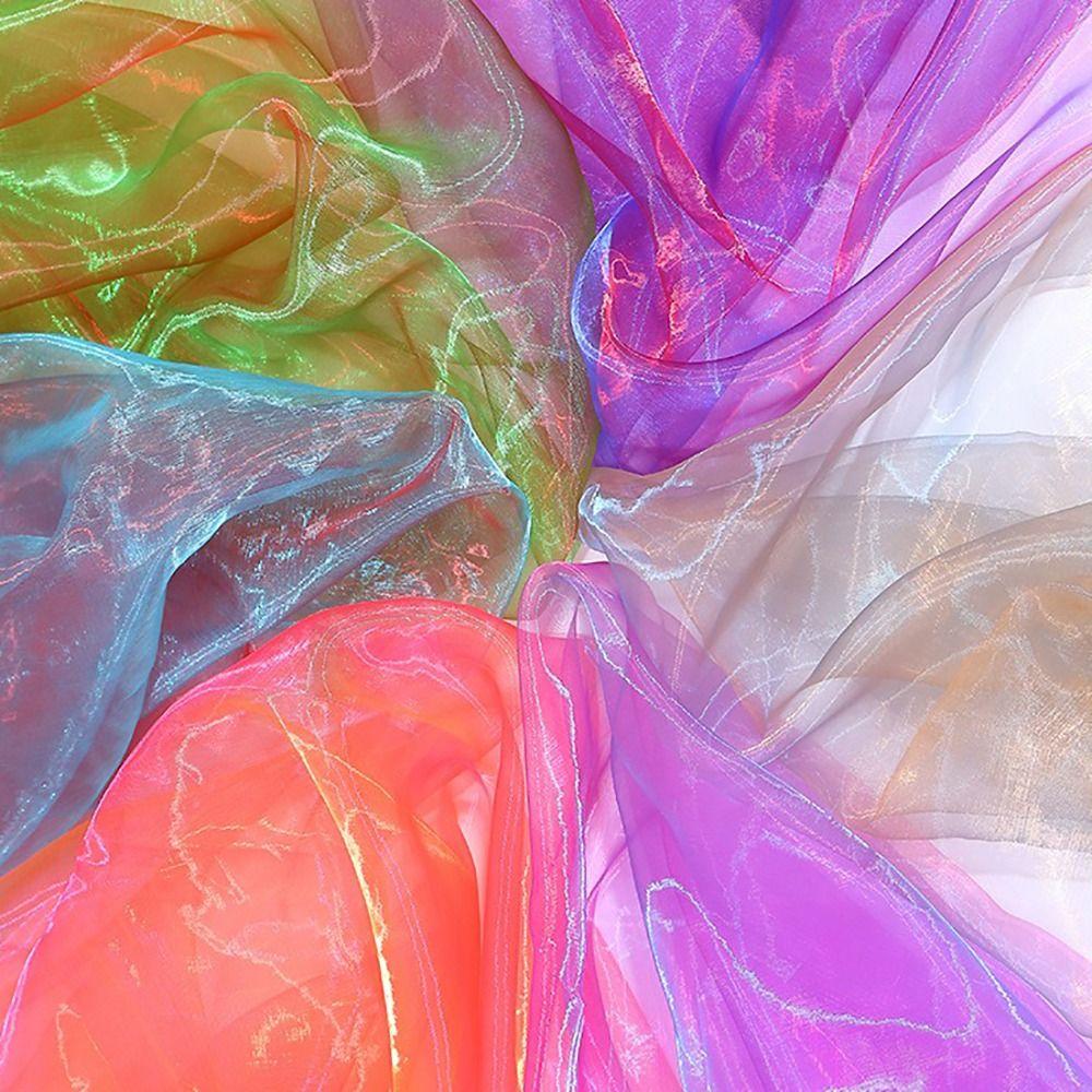 Nähbasteln 100x150cm Zweifarbiger Farbverlauf Stoff Bunter Leichter Gaze Stoff Durchsichtiger Dünner Organza-Netzstoff Brautkleid
