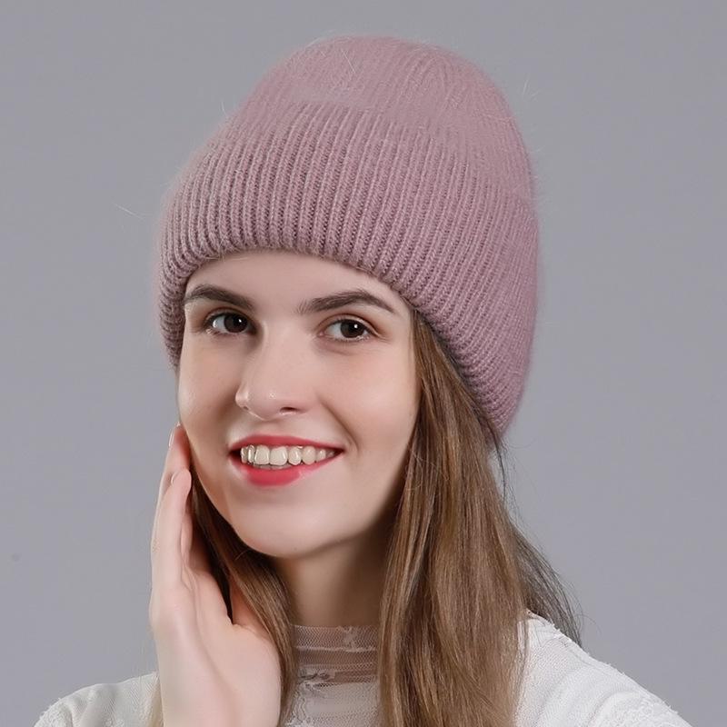 Korean Style Rabbit Fur Knit Hat for Women - Fashionable Autumn/Winter Headband with Earmuffs