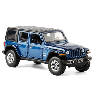 1/32 Jeep Wrangler Sahara Diecast Toy Car Model SUV Miniature Free Wheels Doors Openable Sound Light Collection Gift for Boy Kid