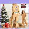 Gingerbread Man Hooded Pajamas Cosplay Costume For Women Boys Girls Xmas