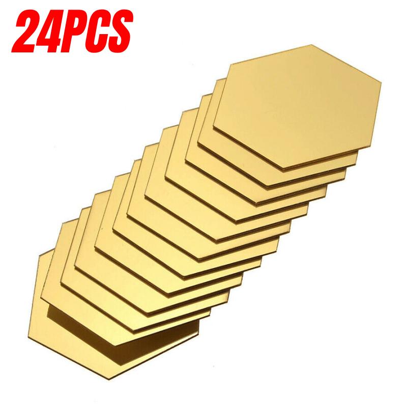 12/24PCS Diy Wall Sticker 3d Stickers Acrylic Mirror Modern Multi-piece Package Large Pattern Self Adhesive Decorative Mirrors