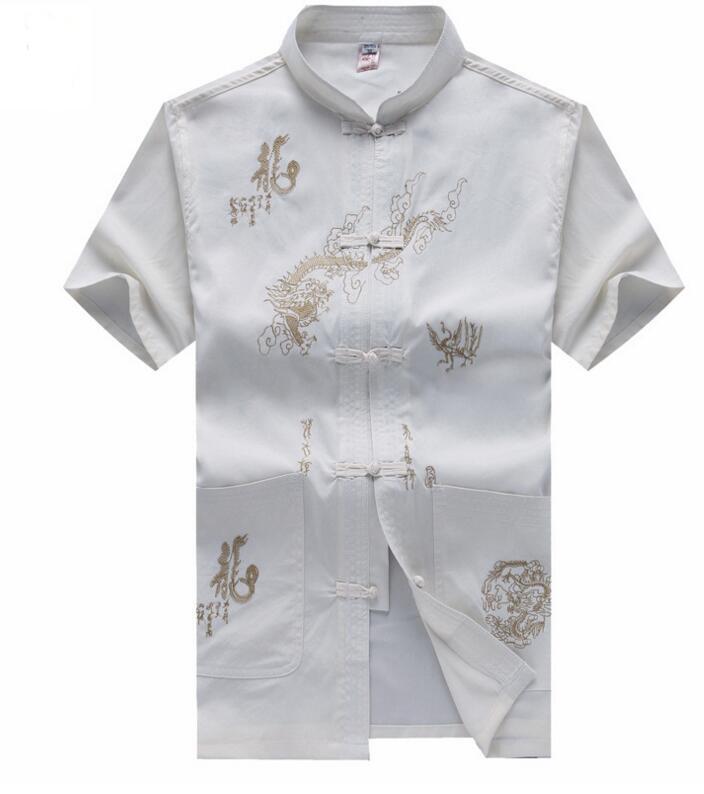 

Мужской летний костюм Тан с коротким рукавом и воротником-стойкой - китайский стиль для людей среднего и пожилого возраста L