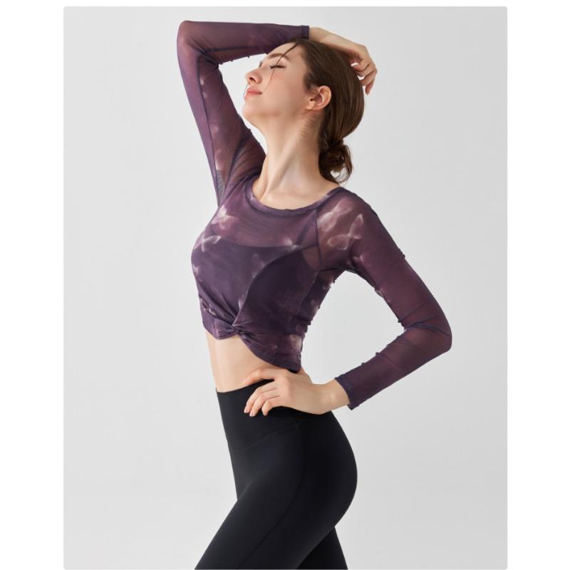 Haut de sport à manches longues en maille papillon pour femme
