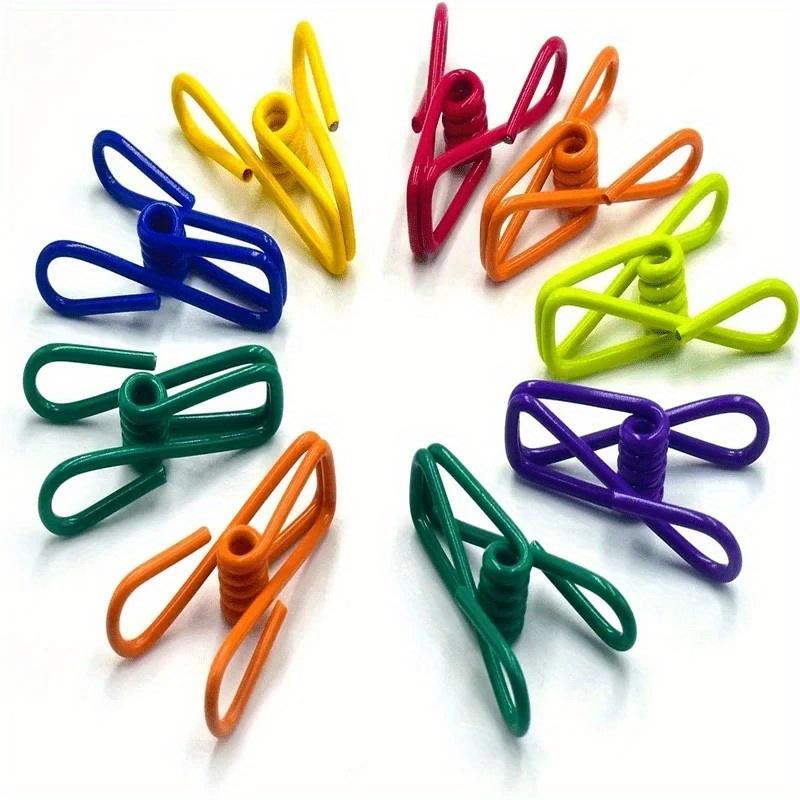 10pcs Colorful Mini Clothespins - Coated Metal Clips with High Elasticity, Multi-Purpose Reusable Bag Sealing Clips for Kitchen