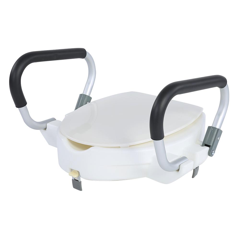 

10cm Elevated Raised Toilet Seat With Lid Removable Padded Arms White белый