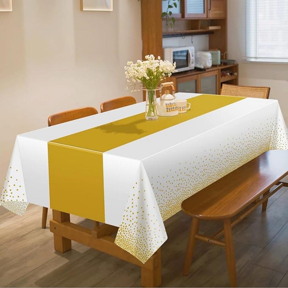 1/2pcs Party Decorations Plastic Table Runner Disposable Rectangle Table Cover for Birthday Wedding Anniversary Graduation 1/2p