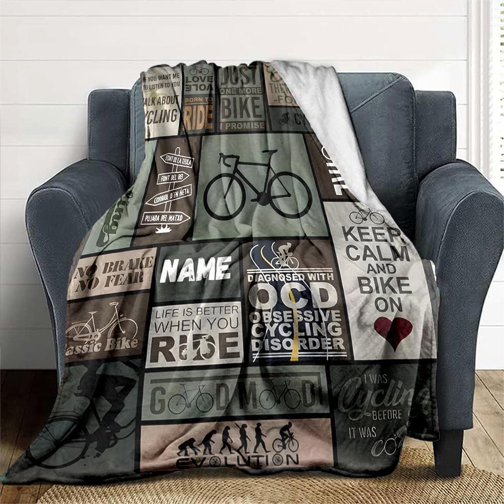 Cycling Passion And Quotes Throw Personalized Blanket Customize Text Ultrasoft Throw For Sofa Couch Office Bed Picnics Four Seasons Multipurpose