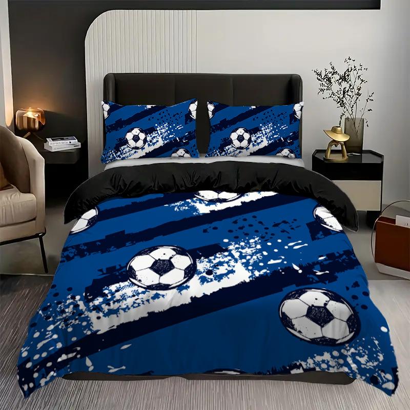 Sports Football 3D Digital Printing Quilt Cover · Shein Three-Piece Football Printing 135 * 200cm 50 * 80cm * 1 two-piece set